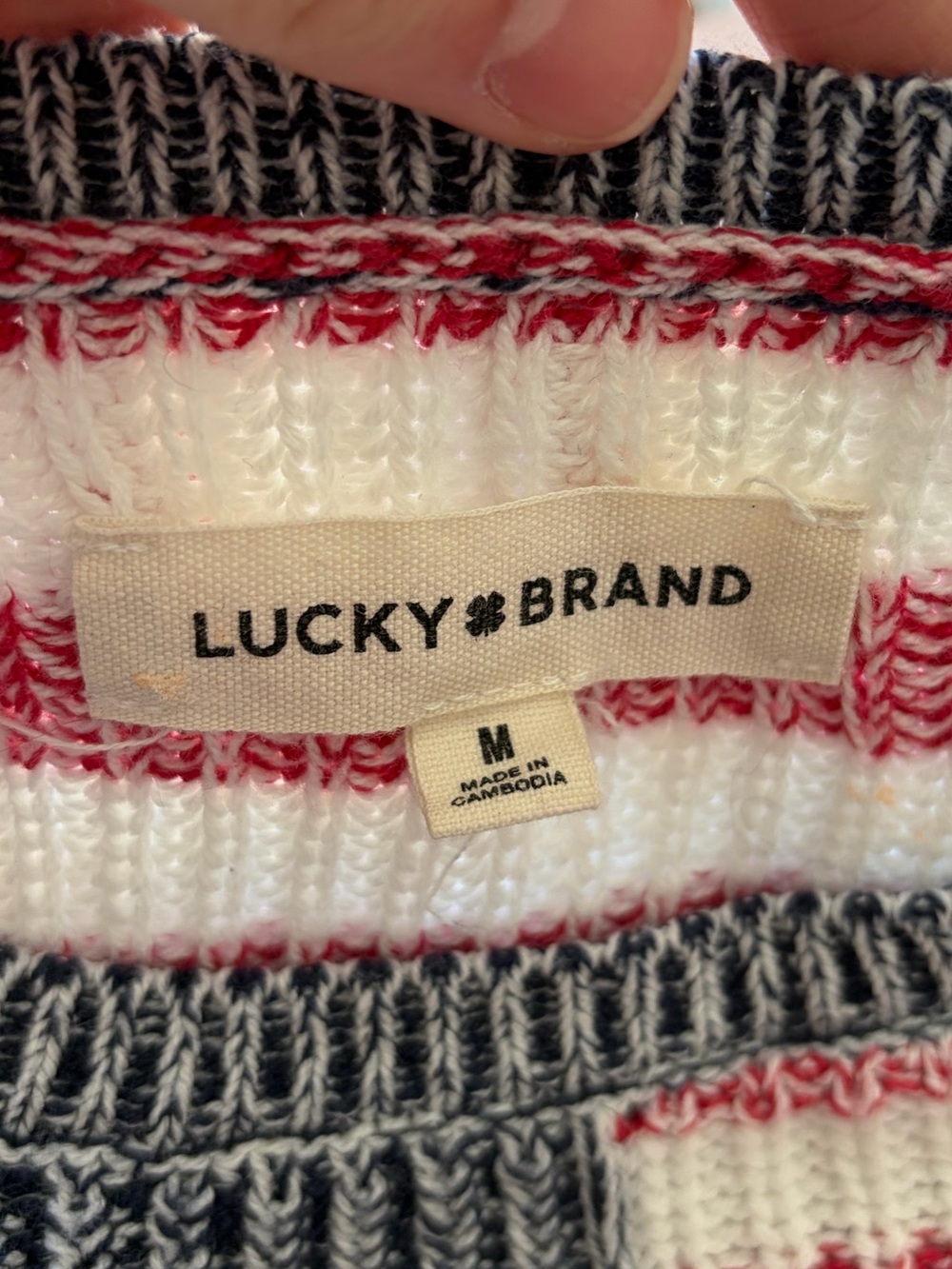 Lucky Brand American Flag Sleeveless Sweater Tank Vest Beach Knit Fisherman - Picture 3 of 8